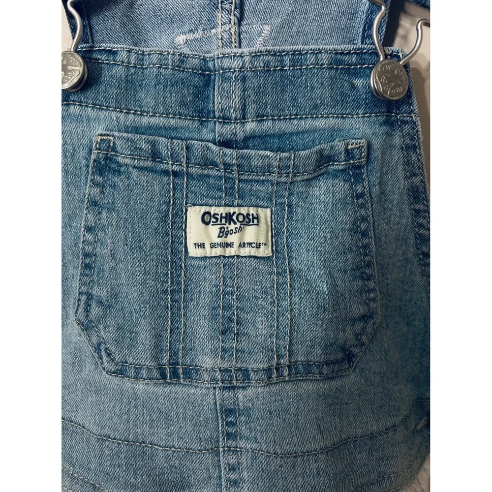 OshKosh B'gosh Overall Dress Denim Eyelet 5T Blue White Cottagecore